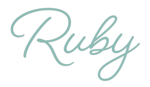 Graphic of the name Ruby in cursive script