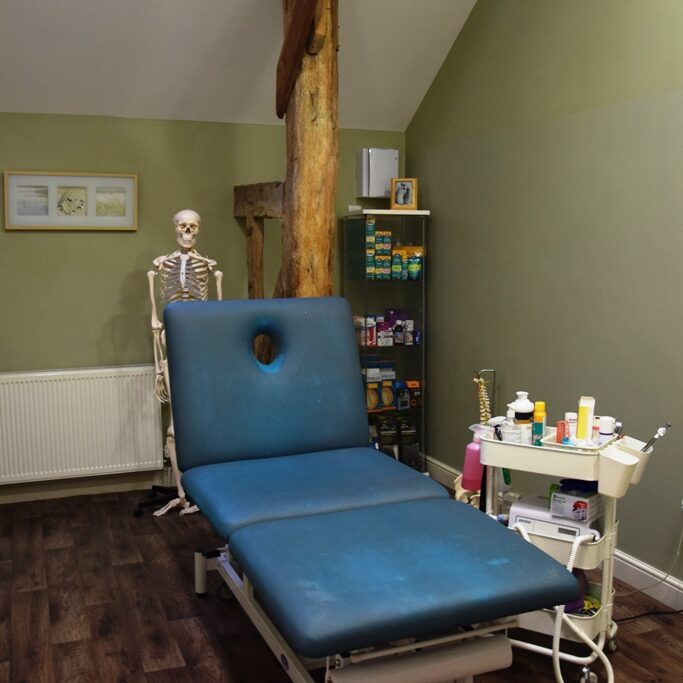 Treatment room inside the Ruby Kallah Foot Clinic, Abbots Ripton