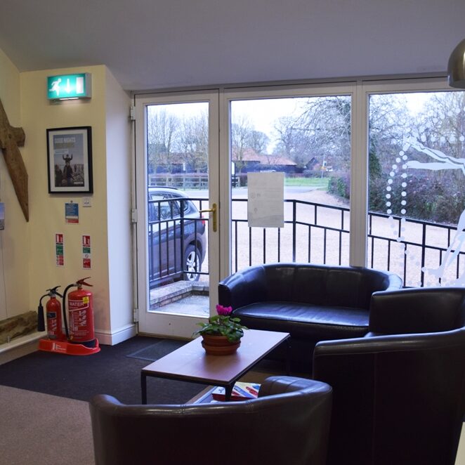 Waiting room of the Ruby Kallah Foot Clinic, Abbots Ripton